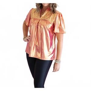 NEW LAYERZ CLOTHING sugar plum v-neck top in champagne